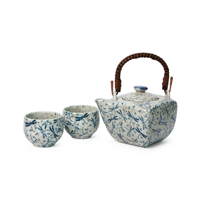 Miya Company 3 Piece Dragonfly Tea Set Wayfair